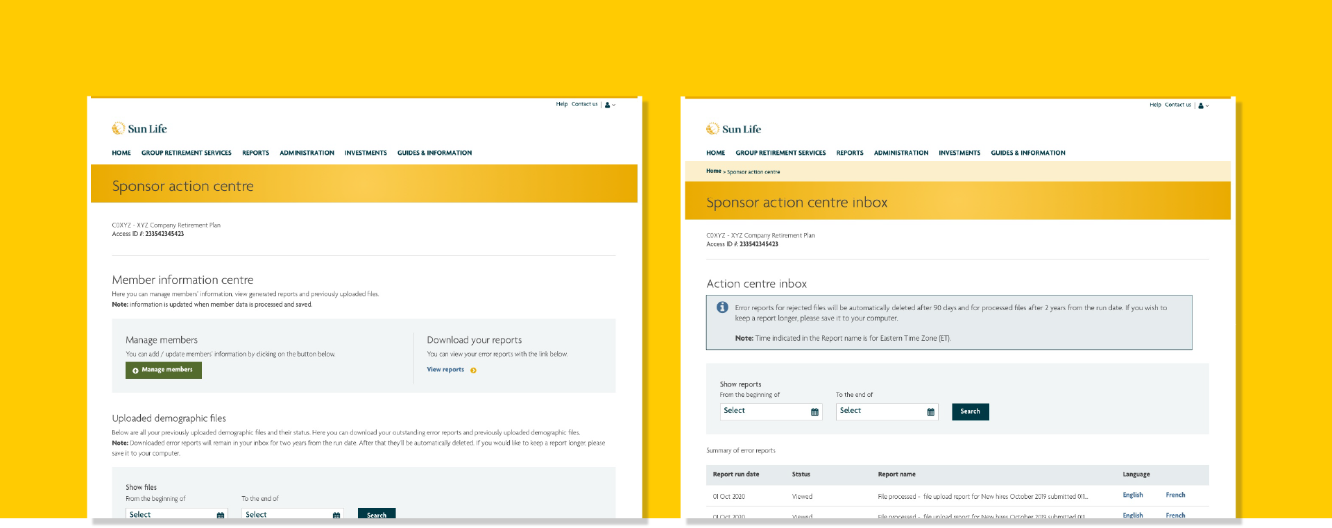 Sun Life sponsor action centre image