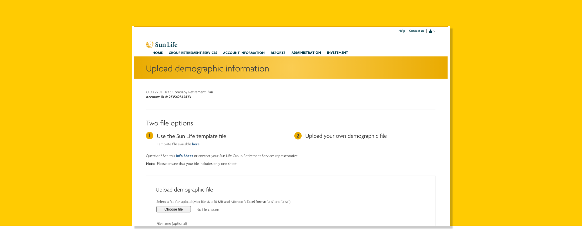 Sun Life upload demographic file image